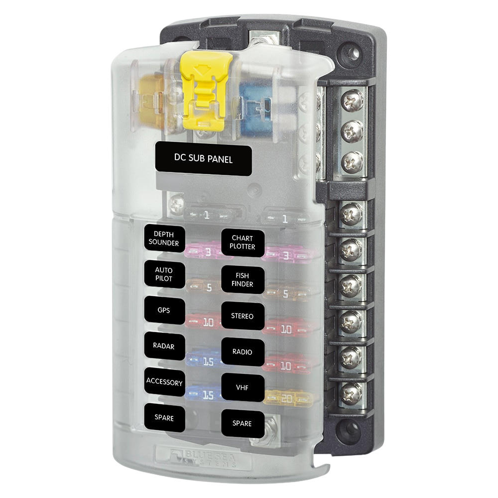 Fuse Block ST Blade Fuse Dual 12 Circuit with  Negative Busbar & Cover