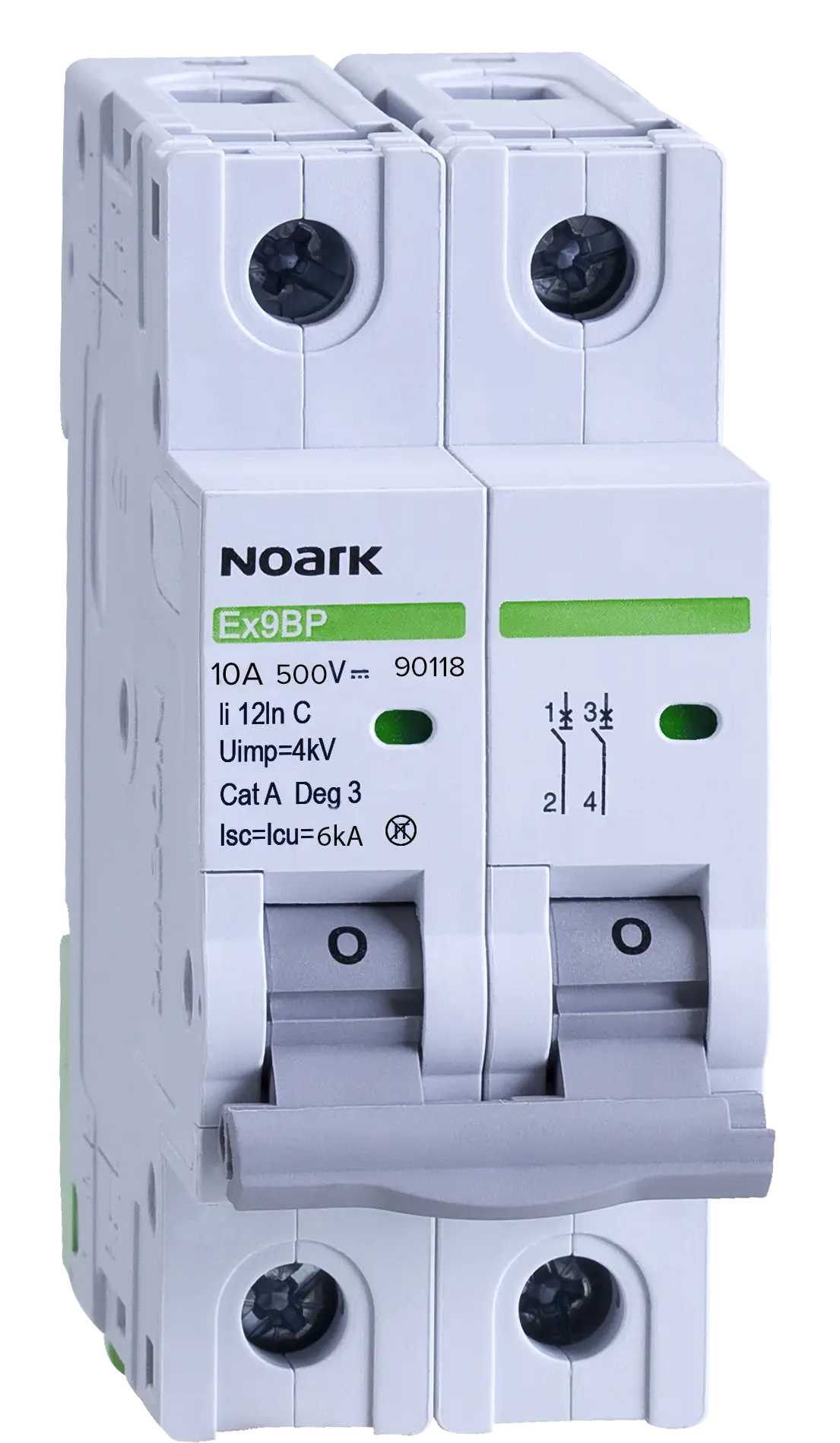 Noark 10 Amp DC Miniature Circuit Breaker MCB 2 Pole K Curve 10kA