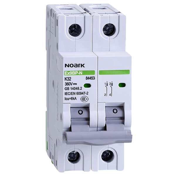 Noark 32 Amp DC EX9BP-N Miniature Circuit Breaker MCB 2 Pole K Curve 6kA