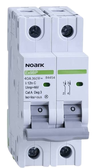 Noark 40 Amp DC EX9BP-N Miniature Circuit Breaker MCB 2 Pole K Curve 10kA