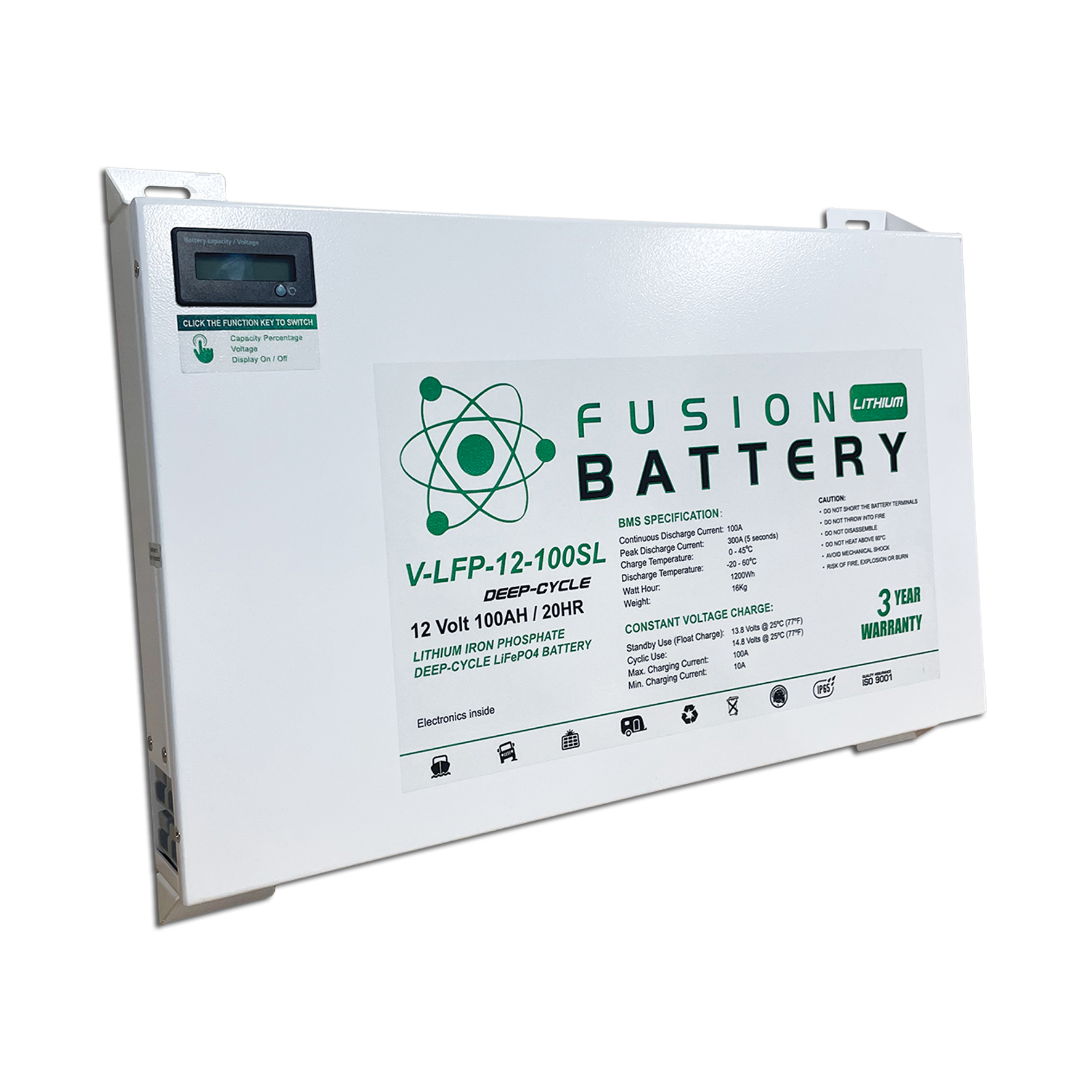 V-LFP-12-100SL Deep-Cycle 12v 100Ah Lithium Battery