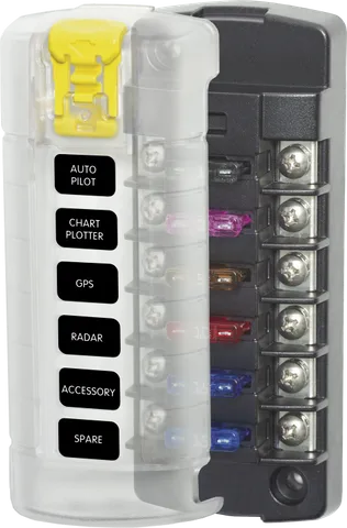 Fuse Block ST Blade 6 Circuit Independent Inc Cover